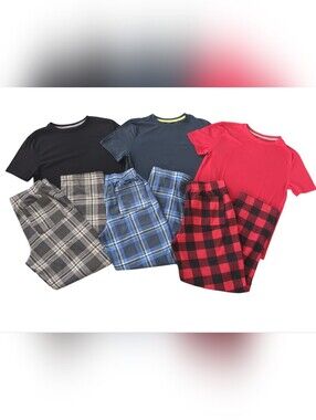 Sonoma Boys Pajama Sets Bundle Size L 14/16 (3 Sets Fleece Plaid)